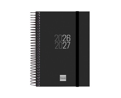 Finocam Espir Agenda Escolar 26/27 - 1 Dia por Pagina - Formato E8 - 120x171mm - Tapas de Polipropileno - Papel de 70g/m2 - Espiral Metalica - Esquinas Microperforadas - Color Negro