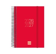 Finocam Espir Agenda Escolar 26/27 - 1 Dia por Pagina - Formato E8 - 120x171mm - Tapas de Polipropileno - Papel de 70g/m2 - Espiral Metalica - Esquinas Microperforadas - Color Rojo