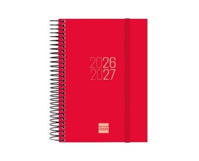 Finocam Espir Agenda Escolar 26/27 - 1 Dia por Pagina - Formato E8 - 120x171mm - Tapas de Polipropileno - Papel de 70g/m2 - Espiral Metalica - Esquinas Microperforadas - Color Rojo