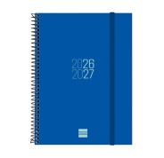 Finocam Espir Agenda Escolar 26/27 - Semana Vista Horizontal - Formato E10 - 155x212mm - Tapas de Polipropileno - Papel de 80g/m2 - Espiral Metalica - Esquinas Microperforadas - Color Azul