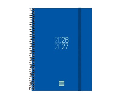 Finocam Espir Agenda Escolar 26/27 - Semana Vista Horizontal - Formato E10 - 155x212mm - Tapas de Polipropileno - Papel de 80g/m2 - Espiral Metalica - Esquinas Microperforadas - Color Azul