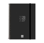 Finocam Espir Agenda Escolar 26/27 - Semana Vista Horizontal - Formato E10 - 155x212mm - Tapas de Polipropileno - Papel de 80g/m2 - Espiral Metalica - Esquinas Microperforadas - Color Negro