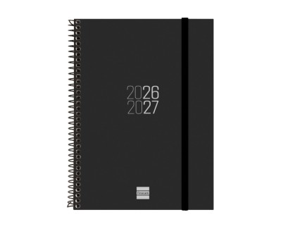 Finocam Espir Agenda Escolar 26/27 - Semana Vista Horizontal - Formato E10 - 155x212mm - Tapas de Polipropileno - Papel de 80g/m2 - Espiral Metalica - Esquinas Microperforadas - Color Negro