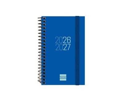 Finocam Espir Agenda Escolar 26/27 - Semana Vista Horizontal - Formato E3 - 79x127mm - Tapas de Polipropileno - Papel de 80g/m2 - Espiral Metalica - Esquinas Microperforadas - Color Azul