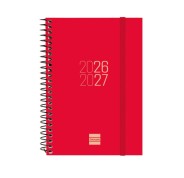 Finocam Espir Agenda Escolar 26/27 - Semana Vista Horizontal - Formato E8 - 120x171mm - Tapas de Polipropileno - Papel de 80g/m2 - Espiral Metalica - Esquinas Microperforadas - Color Rojo