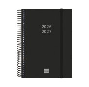 Finocam Espiral Agenda Internacional - 18 Meses - 2 Dias por Pagina - Formato E10 - 155x212mm - Tapas de Polipropileno - Papel de 70g/m2 - Esquinas Microperforadas - Color Negro
