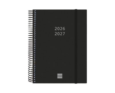 Finocam Espiral Agenda Internacional - 18 Meses - 2 Dias por Pagina - Formato E10 - 155x212mm - Tapas de Polipropileno - Papel de 70g/m2 - Esquinas Microperforadas - Color Negro