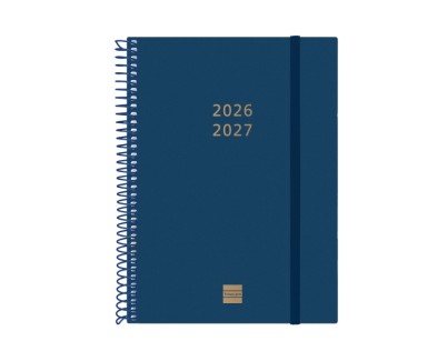 Finocam Espiral Agenda Internacional - 18 Meses - Semana Vista Horizontal - Formato E10 - 155x212mm - Tapas de Polipropileno - Papel de 80g/m2 - Esquinas Microperforadas - Color Azul