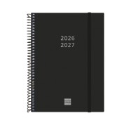 Finocam Espiral Agenda Internacional - 18 Meses - Semana Vista Horizontal - Formato E10 - 155x212mm - Tapas de Polipropileno - Papel de 80g/m2 - Esquinas Microperforadas - Color Negro