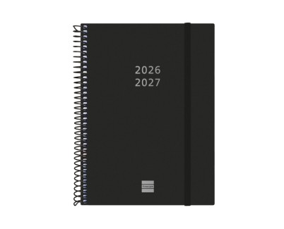 Finocam Espiral Agenda Internacional - 18 Meses - Semana Vista Horizontal - Formato E10 - 155x212mm - Tapas de Polipropileno - Papel de 80g/m2 - Esquinas Microperforadas - Color Negro