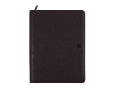 Finocam Focus Portadocumentos de Mano - Biomaterial de Cactus - Cremallera - Formato A4 - 210x297mm - Bloc de Notas - Papel de 70g/m2 - Bolsillo Interior - Portaboligrafo - Color Negro