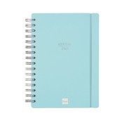 Finocam Haiku Agenda de Espiral - 16 Meses - Semana Vista Horizontal - Formato E10 - 155x212mm - Tapa Dura - Papel de 95g/m2 - Cierre con Goma Elastica - Color Azul