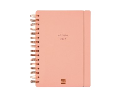 Finocam Haiku Agenda de Espiral - 16 Meses - Semana Vista Horizontal - Formato E10 - 155x212mm - Tapa Dura - Papel de 95g/m2 - Cierre con Goma Elastica - Color Coral