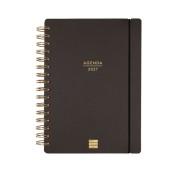 Finocam Haiku Agenda de Espiral - 16 Meses - Semana Vista Horizontal - Formato E10 - 155x212mm - Tapa Dura - Papel de 95g/m2 - Cierre con Goma Elastica - Color Negro