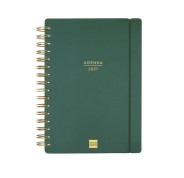 Finocam Haiku Agenda de Espiral - 16 Meses - Semana Vista Horizontal - Formato E10 - 155x212mm - Tapa Dura - Papel de 95g/m2 - Cierre con Goma Elastica - Color Verde