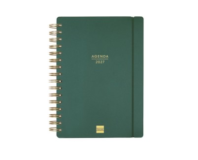 Finocam Haiku Agenda de Espiral - 16 Meses - Semana Vista Horizontal - Formato E10 - 155x212mm - Tapa Dura - Papel de 95g/m2 - Cierre con Goma Elastica - Color Verde