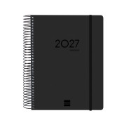 Finocam Ikon Agenda de Espiral Internacional - 16 Meses - 1 Dia por Pagina - Formato E10 - 155x212mm - Tapas de Polipropileno - Papel de 70g/m2 - Goma Elastica - Adhesivos Tematicos - Color Negro