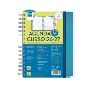 Finocam Magistral Agenda Escolar 26/27 - Semana Vista Horizontal - Formato 4º - 155x212mm - Tapas de Polipropileno - Papel de 80g/m2 - Espiral Metalica - Esquinas Microperforadas - Color Azul