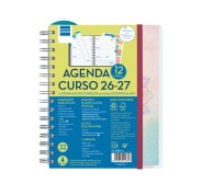 Finocam Magistral Agenda Escolar 26/27 - Semana Vista Horizontal - Formato 4º - 155x212mm - Tapas de Polipropileno - Papel de 80g/m2 - Espiral Metalica - Esquinas Microperforadas - Multicolor