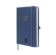 Finocam Minimal Agenda de Tapa Dura Internacional - 18 Meses - Semana Vista Horizontal - Formato M3 - 100x150mm - Papel Crema de 80g/m2 - Bolsillo Interior - Cierre con Goma - Color Azul