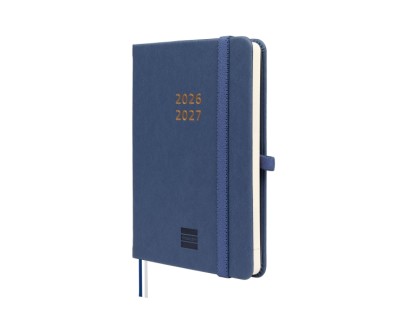 Finocam Minimal Agenda de Tapa Dura Internacional - 18 Meses - Semana Vista Horizontal - Formato M3 - 100x150mm - Papel Crema de 80g/m2 - Bolsillo Interior - Cierre con Goma - Color Azul