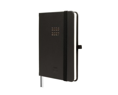 Finocam Minimal Agenda de Tapa Dura Internacional - 18 Meses - Semana Vista Horizontal - Formato M3 - 100x150mm - Papel Crema de 80g/m2 - Bolsillo Interior - Cierre con Goma - Color Negro