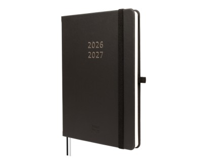 Finocam Minimal Agenda de Tapa Dura Internacional - 18 Meses - Semana Vista Horizontal - Formato M5 - 140x190mm - Papel Crema de 80g/m2 - Bolsillo Interior - Cierre con Goma - Color Negro