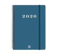 Finocam My Agenda de Espiral - Anual 2026 - Tapa Dura Antirayaduras - Formato E10 - 171x9x212mm - Semana Vista Horizontal - Color Azul