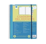 Finocam Organizacion Agenda sin Fechar para Docentes - Semana Vista - 230x310mm - Tapas de Polipropileno - Papel de 80g/m2 - Espiral de Plastico - Adhesivos Tematicos - Color Azul