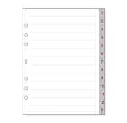 Finocam R1072 Separadores Numerados para Agendas Open - 13 Solapas - Formato 1000 - 166x2x215mm - Papel - Color Blanco