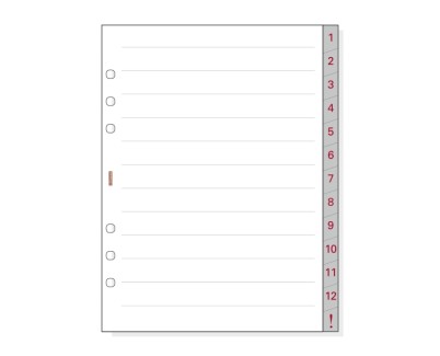 Finocam R1072 Separadores Numerados para Agendas Open - 13 Solapas - Formato 1000 - 166x2x215mm - Papel - Color Blanco