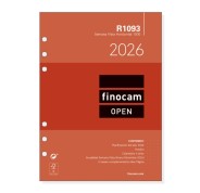 Finocam R1093 Recambio Anual 2026 para Agendas Open 2026 - Formato 1000 - 155x6x215mm - Semana Vista Horizontal - Color Blanco