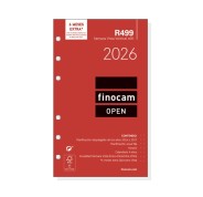 Finocam R499 Recambio Anual 2026 para Agendas Open 2026 - Formato 400 - 91x8x152mm - Semana Vista en Vertical - Color Blanco