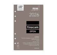 Finocam R598 Recambio Anual 2026 para Agendas Open 2026 - Formato 500 - 117x16x181mm - 1 Dia por Pagina - Color Blanco