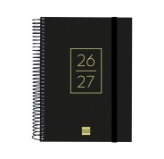 Finocam Secundaria Agenda Escolar 26/27 - 1 Dia por Pagina - Formato 4º - 155x212mm - Tapas de Polipropileno - Papel de 80g/m2 - Espiral Metalica - Esquinas Microperforadas - Color Negro