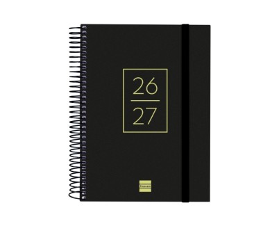 Finocam Secundaria Agenda Escolar 26/27 - 1 Dia por Pagina - Formato 4&ordm; - 155x212mm - Tapas de Polipropileno - Papel de 80g/m2 - Espiral Metalica - Esquinas Microperforadas - Color Negro