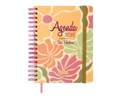 Finocam Talkual Agenda de Espiral - Anual 2026 - Tapa Dura - Cierre de Goma - Formato 1/4 - 155x217mm - 1 Dia por Pagina - Tematica de Hojas