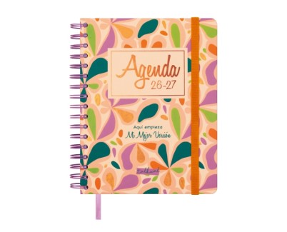 Finocam Talkual Agenda Escolar 26/27 - 1 Dia por Pagina - Formato 4&ordm; - 155x217mm - Tapa Dura - Papel de 80g/m2 - Espiral Metalica - Multicolor