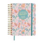 Finocam Vitae Agenda de Espiral - 16 Meses - Semana Vista Horizontal - Formato 4º - 155x217mm - Tapa Dura - Papel de 80g/m2 - Cierre con Goma Elastica - Bolsillo con Fuelle - Multicolor