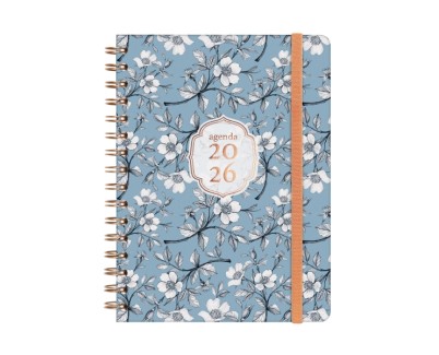 Finocam You Agenda de Espiral - Anual 2026 - Planificador - Cierre de Goma - Formato E10 - 172x19x220mm - Semana Vista Horizontal - Tematica de Flores
