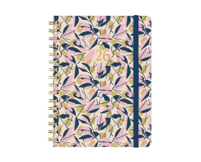 Finocam You Agenda de Espiral - Anual 2026 - Planificador - Cierre de Goma - Formato E10 - 172x19x220mm - Semana Vista Horizontal - Tematica de Hojas