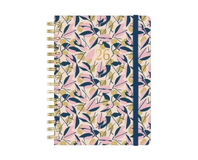 Finocam You Agenda de Espiral - Anual 2026 - Planificador - Cierre de Goma - Formato E10 - 180x30x220mm - 1 Dia por Pagina - Tematica de Hojas