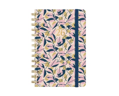 Finocam You Agenda de Espiral - Anual 2026 - Planificador - Cierre de Goma - Formato E5 - 131x19x190mm - Semana Vista Horizontal - Tematica de Hojas