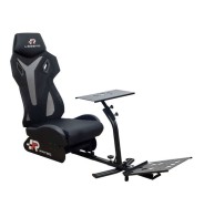 FR-TEC Asiento Simulador de Carreras Racing Seat Legend - Asiento de Alta Competicion - Respaldo Premium de 92cm - Base de Volante de 45x22 - Adaptabilidad en Longitud, Altura e Inclinacion - Base de Pedales Ajustable - Color Negro