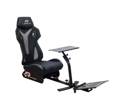 FR-TEC Asiento Simulador de Carreras Racing Seat Legend - Asiento de Alta Competicion - Respaldo Premium de 92cm - Base de Volante de 45x22 - Adaptabilidad en Longitud, Altura e Inclinacion - Base de Pedales Ajustable - Color Negro