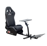 FR-TEC Asiento Simulador de Carreras Racing Seat Race - Asiento Tipo Baquet - Respaldo de 81cm - Inclinacion de Hasta 135° - Base de Volante de 45x22cm - Estructura Ajustable - Almohadillas Antideslizantes - Base de Pedales Ajustable - Color Negro