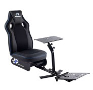 FR-TEC Asiento Simulador de Carreras Racing Seat Sprint - Respaldo de 80cm - Acabado Deportivo - Base de Volante de 45x22cm - Base de Pedales Ajustable - Asiento de Espuma de Alta Densidad - Facil de Lavar y Montar - Color Negro