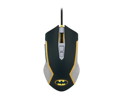 FR-TEC Batman Raton USB hasta 8000dpi - Iluminacion LED Amarillo - Plug and Play - Cable Trenzado de 1.8m - Color Negro/Gris/Amarillo