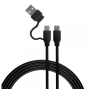 FR-TEC Cable de Carga USB-C a USB-C con Adaptador USB-A - Compatible con los Puertos PS5 - Longitud 3m - Color Negro
