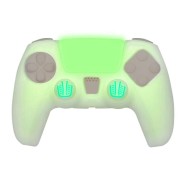 FR-TEC Funda de Silicona + Grips Protectores Custom Kit Glow in The Dark para PS5 - Grips Protectores - Mejora el Agarre - Sticker para Touchpad - Brilla en La Oscuridad - Color Verde